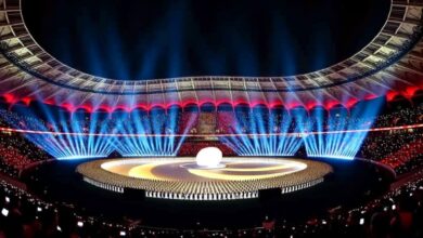 شحفل افتتاح كأس العرب 2025 في استاد لوسيل بقطر مع عروض ضوئية مبهرة وحضور جماهيري كبير