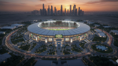 منظر جوي للملعب الرئيسي المستضيف لمباريات كاس العرب 2025 بسعة 60 ألف متفرج