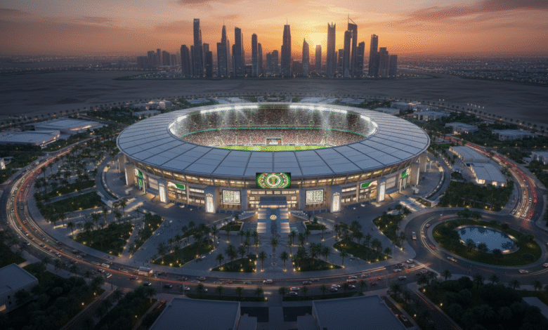 منظر جوي للملعب الرئيسي المستضيف لمباريات كاس العرب 2025 بسعة 60 ألف متفرج