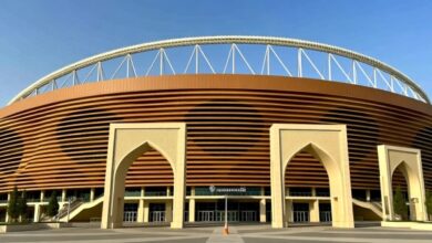 استاد لوسيل الأيقوني من الخارج بتصميمه المعماري المستوحى من الفنون الإسلامية، أكبر ملاعب قطر لاستضافة نهائي كأس العرب 2025