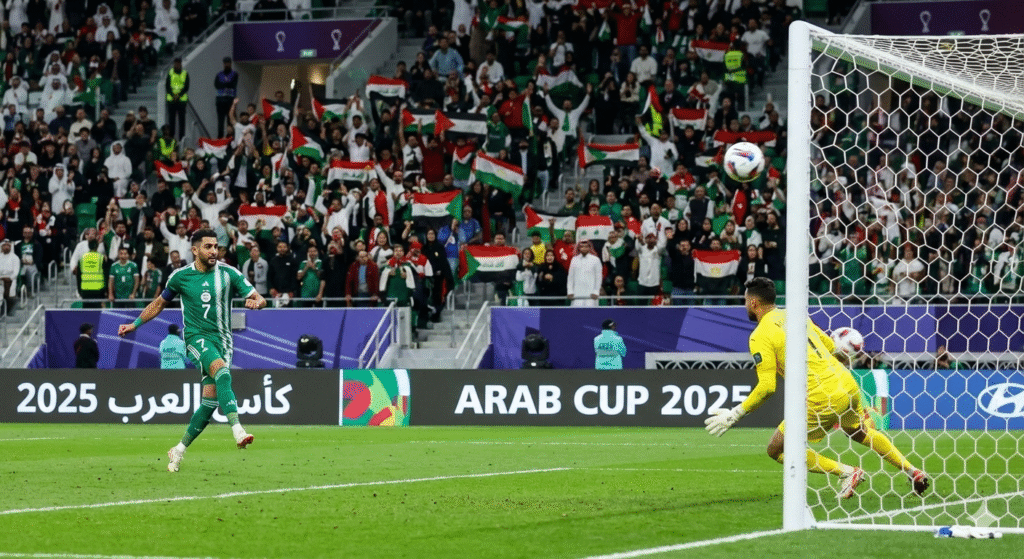 هدف صاروخي من خارج منطقة الجزاء في كأس العرب 2025 بجودة HD عالية
